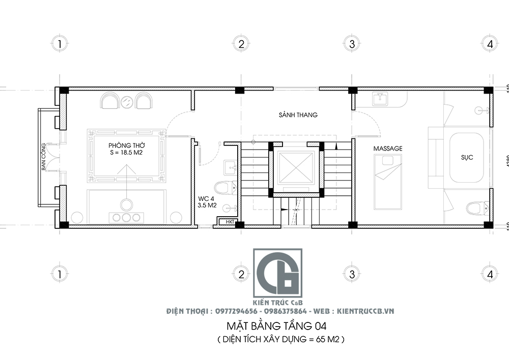 Mẫu nhà ống đẹp 4 tầng tân cổ điển
