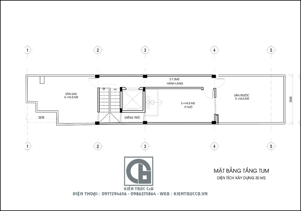 thiết kế nhà ống 3 tầng hiện đại