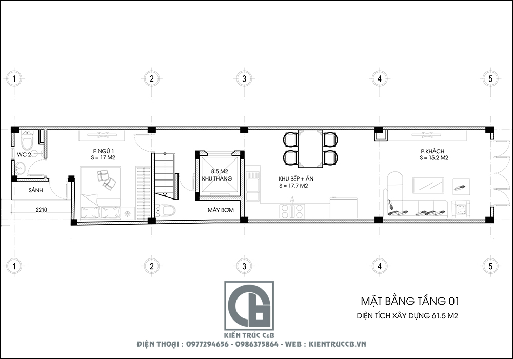thiết kế nhà ống 3 tầng hiện đại