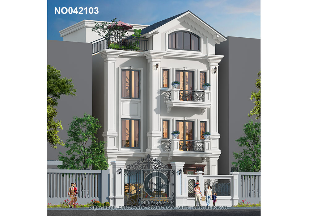 thiết kế nhà ống đẹp 3 tầng 1 tum