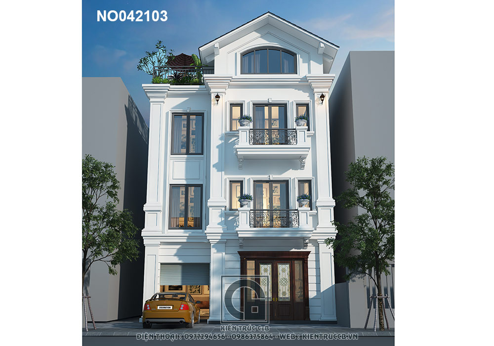 thiết kế nhà ống đẹp 3 tầng 1 tum