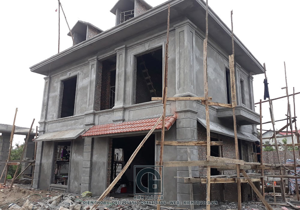 tiến độ thi công thiết kế nhà vườn 2 tầng