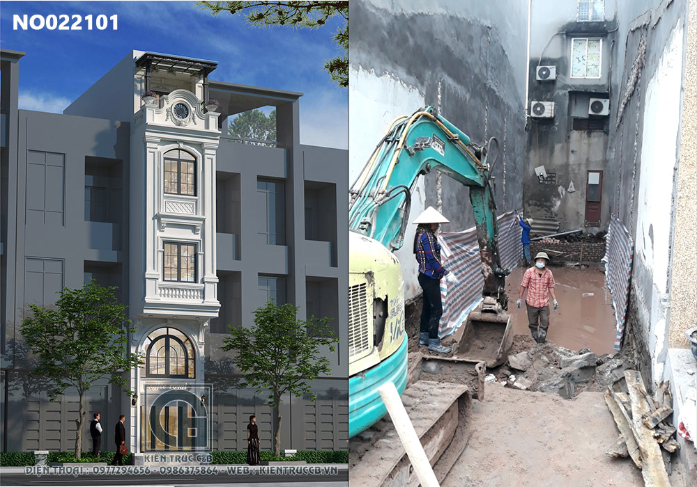 tiến độ thi công thiết kế nhà ống 5 tầng