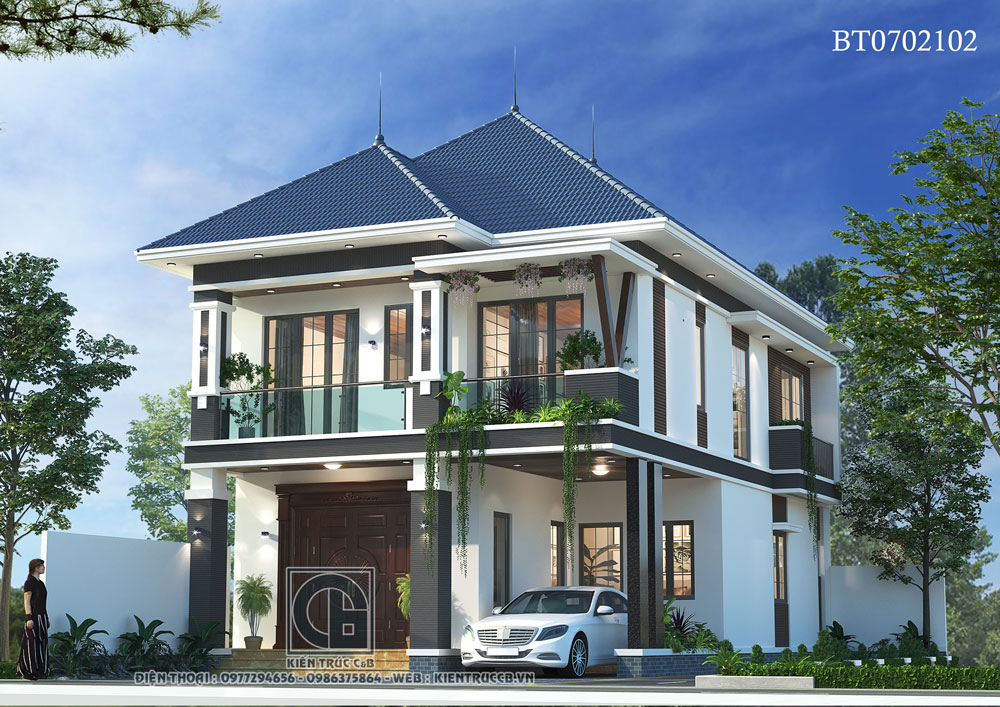 Mẫu thiết kế biệt thự mái Nhật 