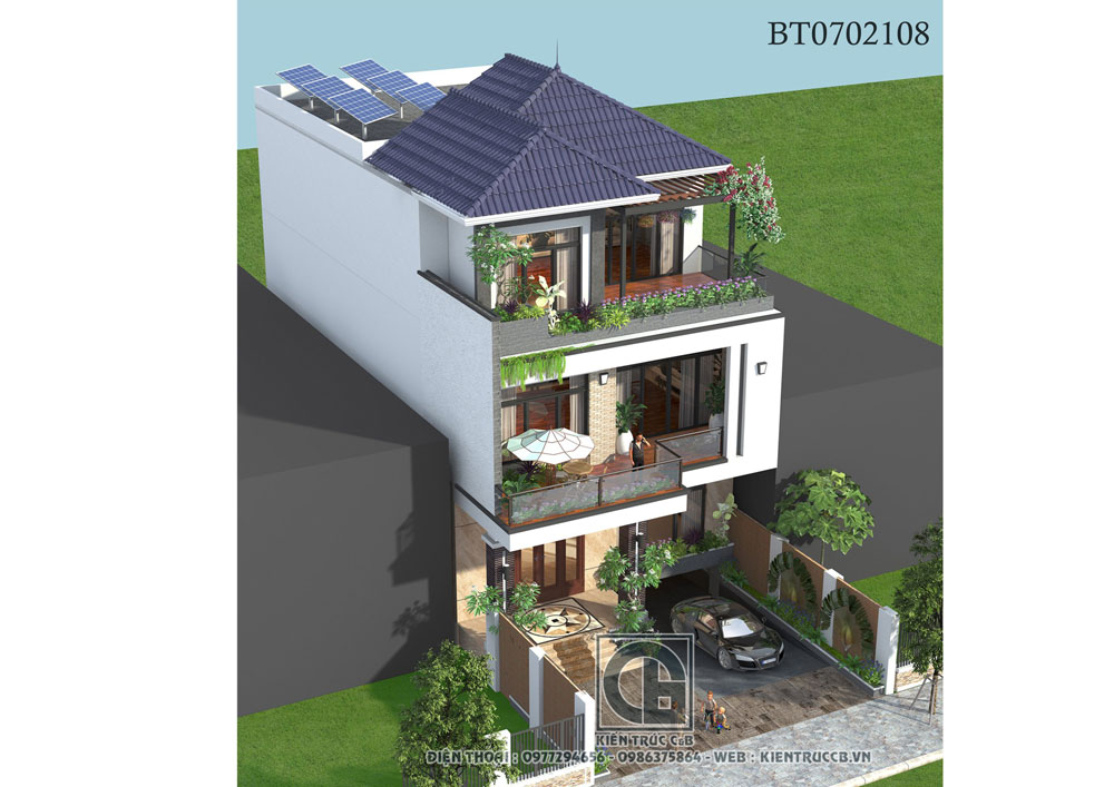 Mẫu biệt thự phố hiện đại 3 tầng theo lối phong cách nhẹ 