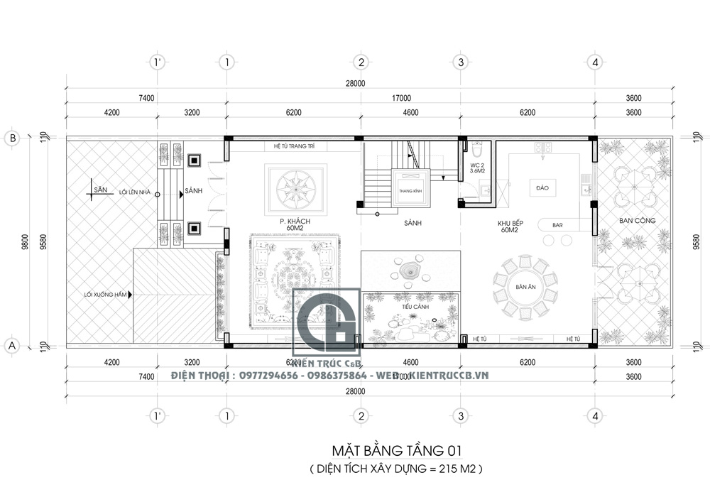 Mẫu thiết kế biệt thự phố 3 tầng theo phong cách tân cổ điển nhẹ nhàng