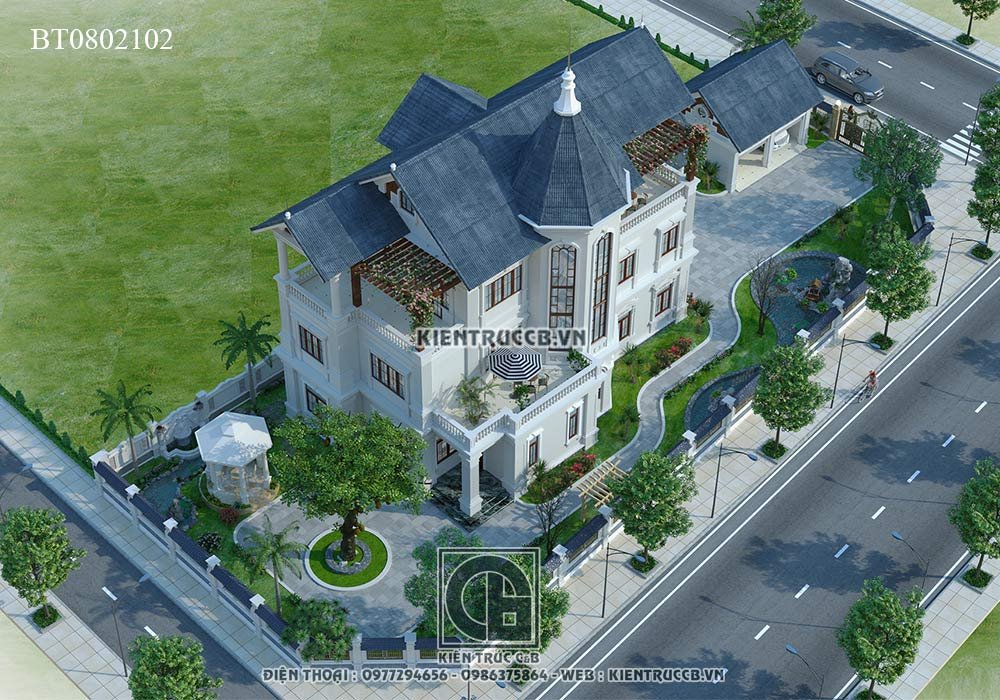 Sân vườn tiểu cảnh biệt thự 3 tầng