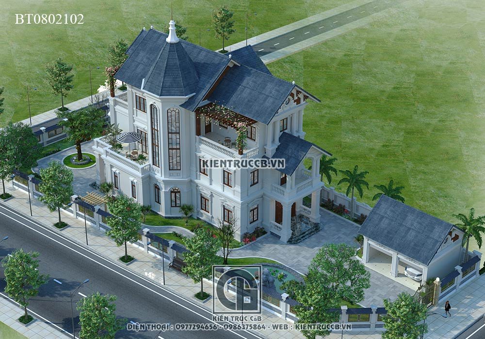 Tổng thể sân vườn mẫu nhà 200m2