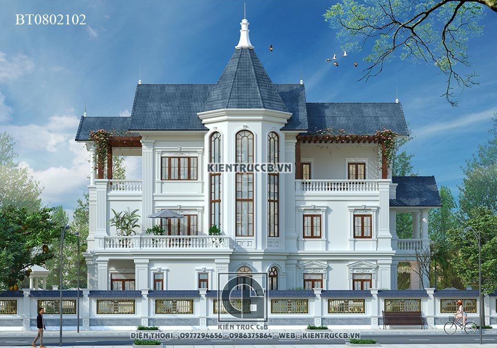 Mẫu biệt thự đẹp 3 tầng tân cổ