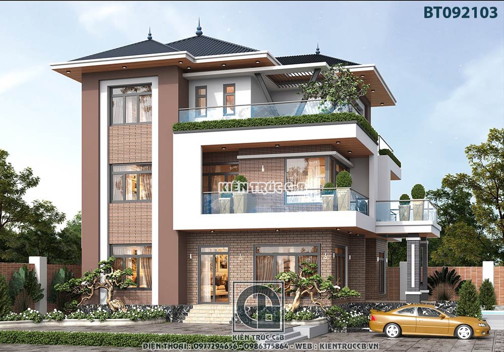 mẫu biệt thự hiện đại 3 tầng 160m2