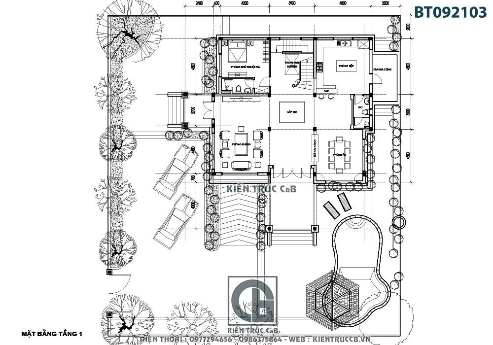 Mặt bằng biệt thự 160m2