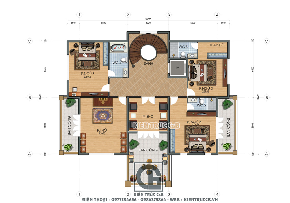 Ngắm nhìn nét đẹp thanh lịch, sang trọng trong mẫu biệt thự tân cổ đẹp ở Thái Nguyên.