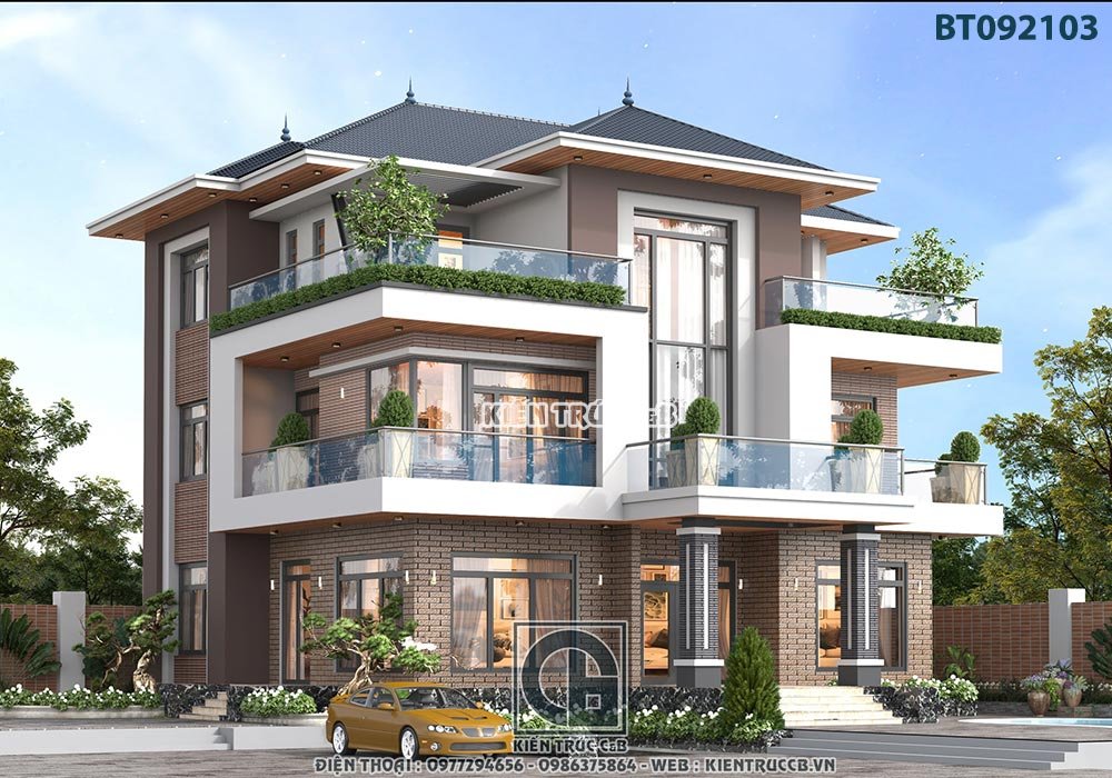 Thiết kế biệt thự 3 tầng hiện đại 160m2