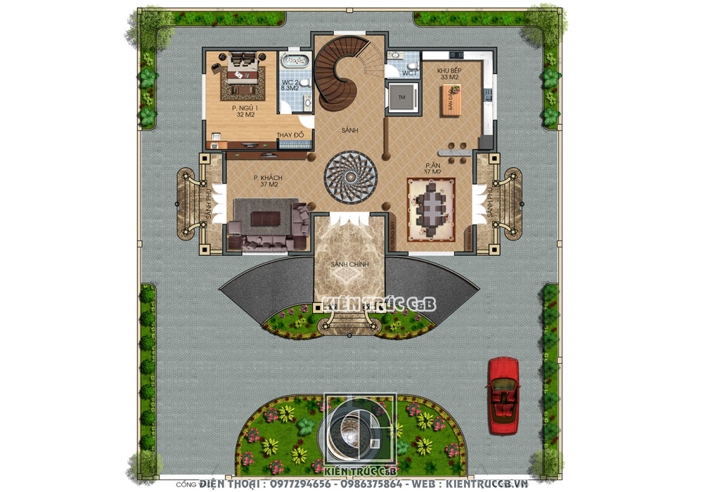 Ngắm nhìn nét đẹp thanh lịch, sang trọng trong mẫu biệt thự tân cổ đẹp ở Thái Nguyên.