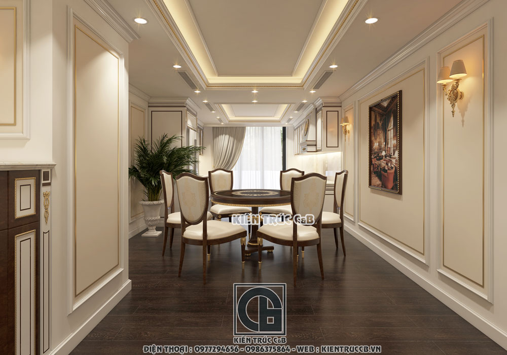 Vẻ đẹp nhẹ nhàng, sang trọng trong mẫu thiết kế nội thất tân cổ của Kiến Trúc Nội Thất C&B