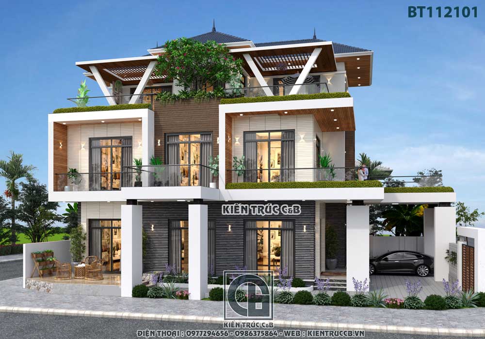 Vẻ đẹp cuốn hút, sang trọng trong mẫu biệt thự 3 tầng hiện đại ở Hải Dương