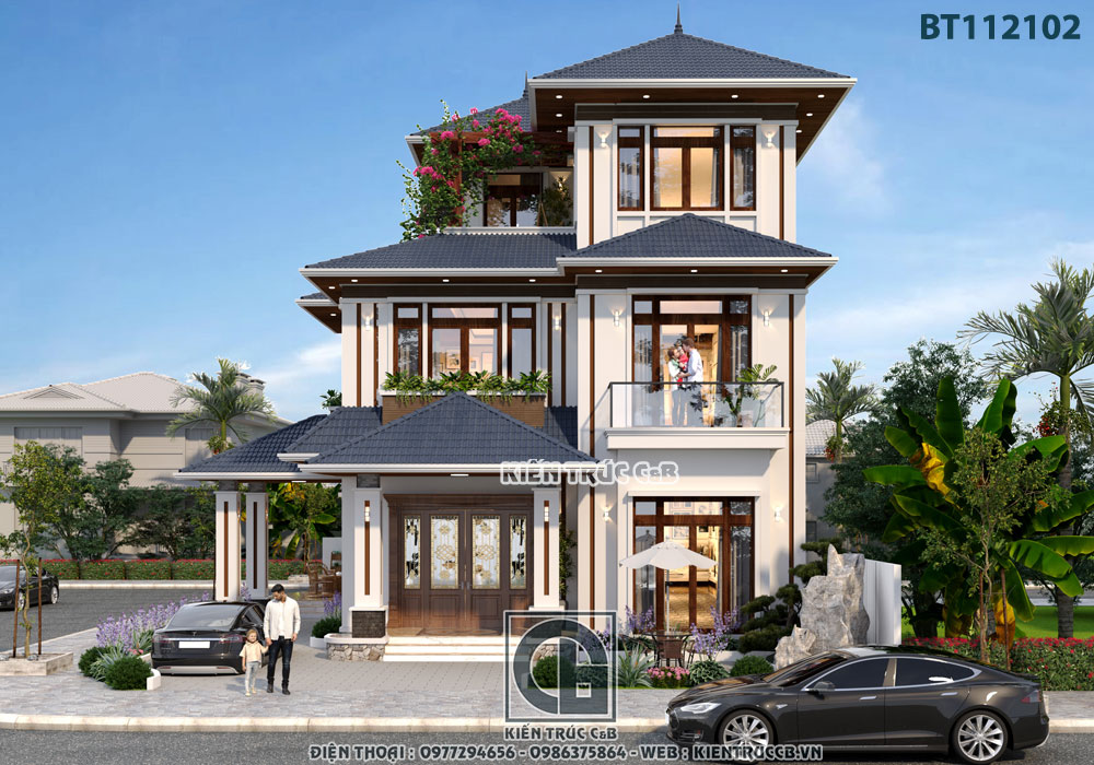 Ngắm nhìn tổng thể mẫu biệt thự mái Nhật hiện đại ở thành phố Hưng Yên