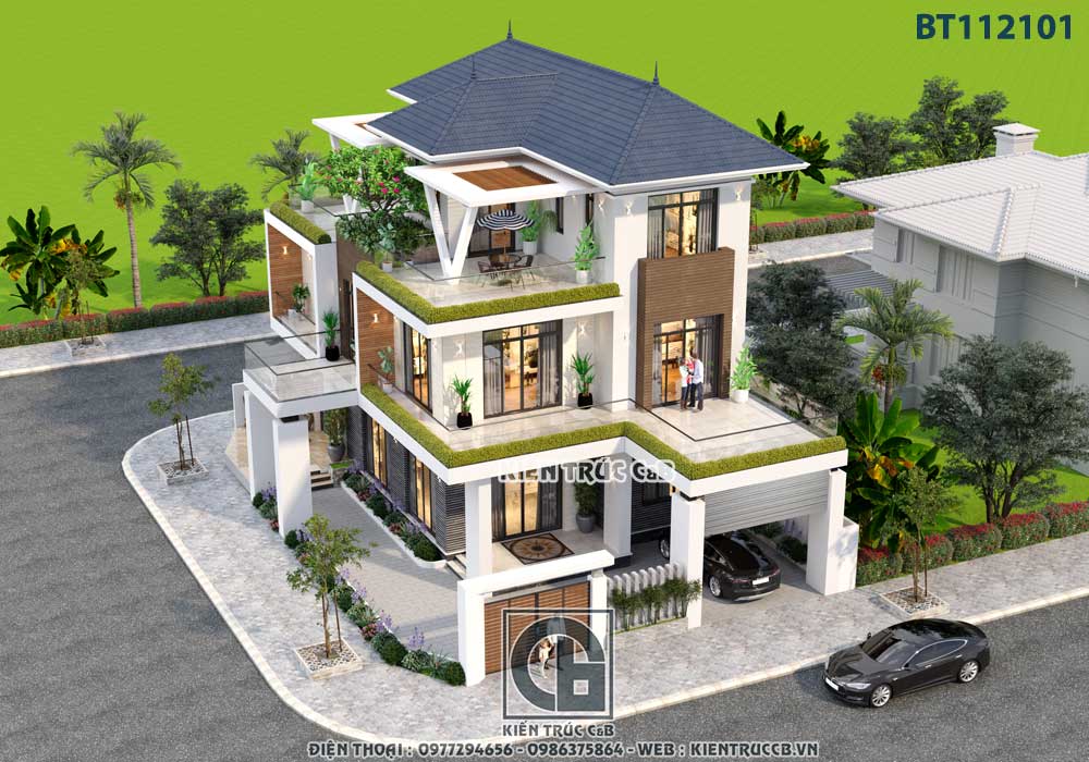 Vẻ đẹp cuốn hút, sang trọng trong mẫu biệt thự 3 tầng hiện đại ở Hải Dương